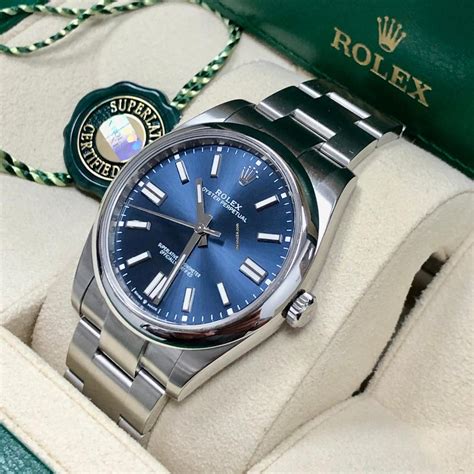 rolex blue and silver watch|Rolex oyster perpetual 41 price.